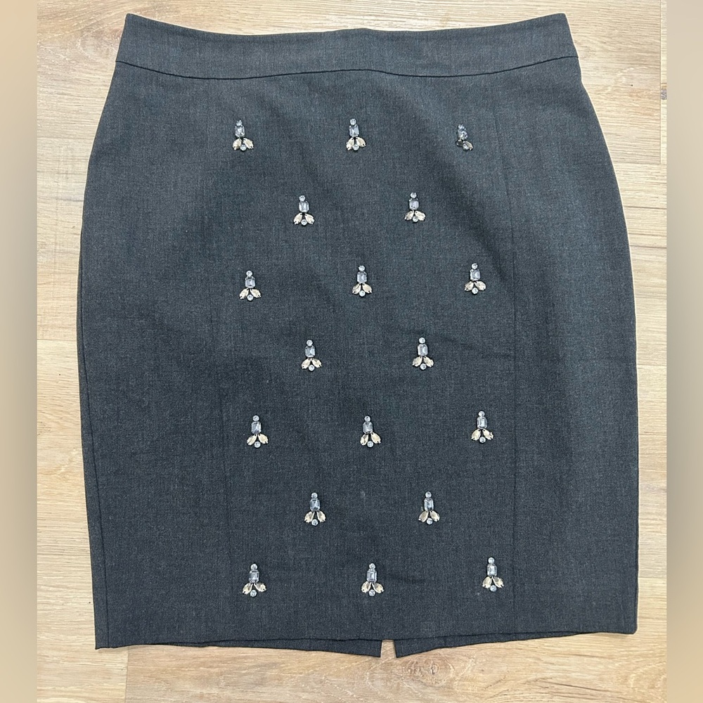 Ann Taylor Charcoal Embellished Pencil Skirt